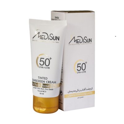 کرم ضد آفتاب رنگی مدیسان SPF50 برای پوست معمولی و خشک ۵۰ میل