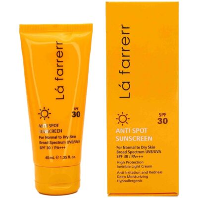 کرم ضد آفتاب و ضد لک بی رنگ مخصوص پوست های خشک و معمولی SPF30
