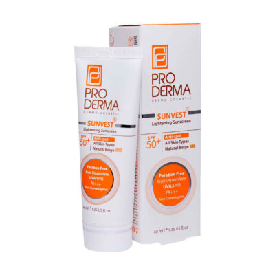 کرم ضد آفتاب و روشن کننده لک های پوست +SPF50 پرودرما 40 میلی لیتر